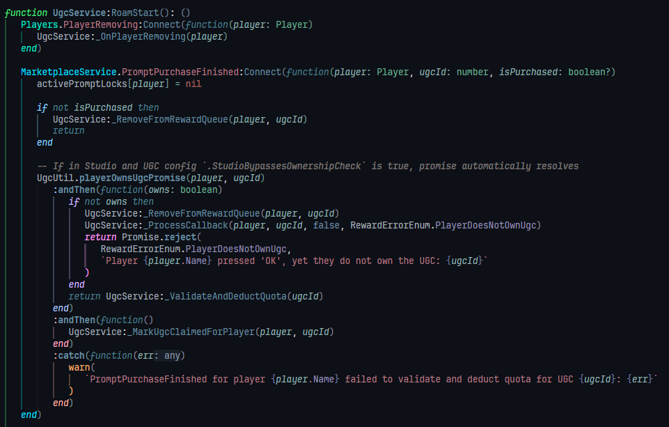 UGC claiming back-end snippet